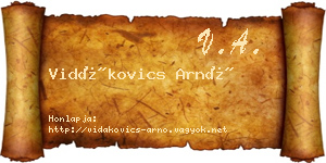 Vidákovics Arnó névjegykártya